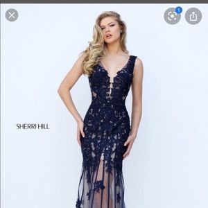 Sherri Hill Blue Lace Dress